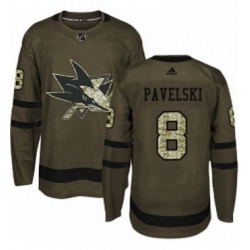 Mens Adidas San Jose Sharks 8 Joe Pavelski Authentic Green Salute to Service NHL Jersey 