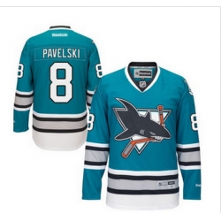 San Jose Sharks #8 Joe Pavelski Teal 25th Anniversary Stitched NHL Jersey