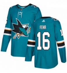 Youth Adidas San Jose Sharks 16 Eric Fehr Authentic Teal Green Home NHL Jerse