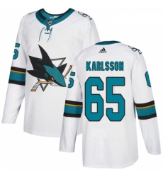 Youth Adidas San Jose Sharks 65 Erik Karlsson Authentic White Away NHL Jersey 