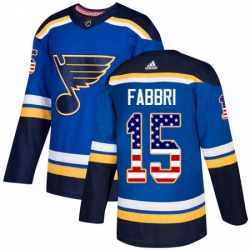 Mens Adidas St Louis Blues 15 Robby Fabbri Authentic Blue USA Flag Fashion NHL Jersey 