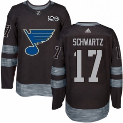 Mens Adidas St Louis Blues 17 Jaden Schwartz Authentic Black 1917 2017 100th Anniversary NHL Jersey 