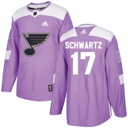 Mens Adidas St Louis Blues 17 Jaden Schwartz Authentic Purple Fights Cancer Practice NHL Jersey 