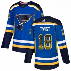 Mens Adidas St Louis Blues 18 Tony Twist Authentic Blue Drift Fashion NHL Jersey 