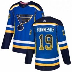 Mens Adidas St Louis Blues 19 Jay Bouwmeester Authentic Blue Drift Fashion NHL Jersey 