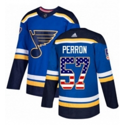 Mens Adidas St Louis Blues 57 David Perron Authentic Blue USA Flag Fashion NHL Jersey 