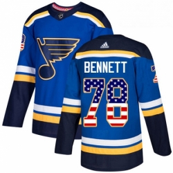 Mens Adidas St Louis Blues 78 Beau Bennett Authentic Blue USA Flag Fashion NHL Jersey 