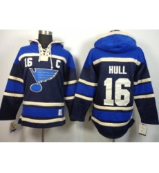 St.Louis Blues 16 Brett Hull Blue Lace-Up NHL Hoodie