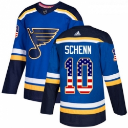 Youth Adidas St Louis Blues 10 Brayden Schenn Authentic Blue USA Flag Fashion NHL Jersey 