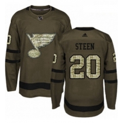 Youth Adidas St Louis Blues 20 Alexander Steen Authentic Green Salute to Service NHL Jersey 