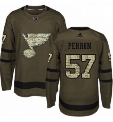 Youth Adidas St Louis Blues 57 David Perron Authentic Green Salute to Service NHL Jersey 