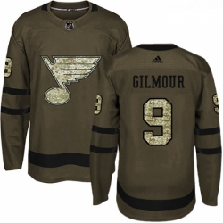 Youth Adidas St Louis Blues 9 Doug Gilmour Premier Green Salute to Service NHL Jersey 