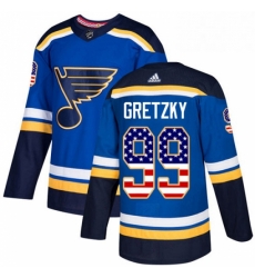 Youth Adidas St Louis Blues 99 Wayne Gretzky Authentic Blue USA Flag Fashion NHL Jersey 