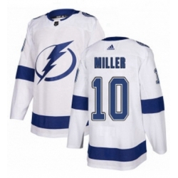 Mens Adidas Tampa Bay Lightning 10 JT Miller Authentic White Away NHL Jersey 