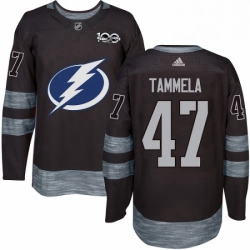 Mens Adidas Tampa Bay Lightning 47 Jonne Tammela Authentic Black 1917 2017 100th Anniversary NHL Jersey 