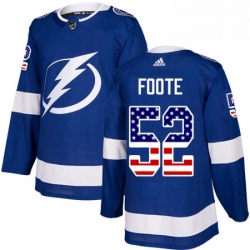 Mens Adidas Tampa Bay Lightning 52 Callan Foote Authentic Blue USA Flag Fashion NHL Jersey 