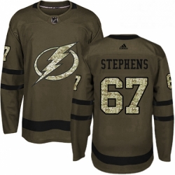 Mens Adidas Tampa Bay Lightning 67 Mitchell Stephens Authentic Green Salute to Service NHL Jersey 