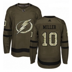 Youth Adidas Tampa Bay Lightning 10 JT Miller Authentic Green Salute to Service NHL Jersey 