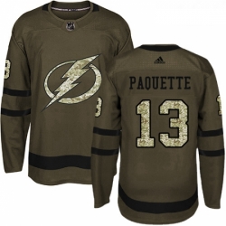 Youth Adidas Tampa Bay Lightning 13 Cedric Paquette Authentic Green Salute to Service NHL Jersey 