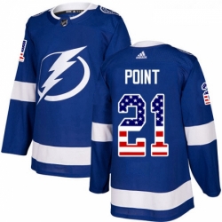 Youth Adidas Tampa Bay Lightning 21 Brayden Point Authentic Blue USA Flag Fashion NHL Jersey 