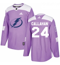 Youth Adidas Tampa Bay Lightning 24 Ryan Callahan Authentic Purple Fights Cancer Practice NHL Jersey 