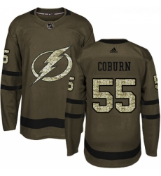 Youth Adidas Tampa Bay Lightning 55 Braydon Coburn Authentic Green Salute to Service NHL Jersey 