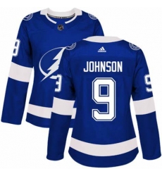 Women Adidas Tampa Bay Lightning 9 Tyler Johnson Premier Royal Blue Home NHL Jersey