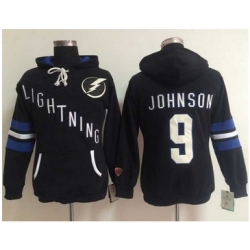 Women Tampa Bay Lightning #9 Tyler Johnson Black Old Time Heidi NHL Hoodie