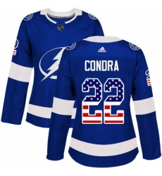 Womens Adidas Tampa Bay Lightning 22 Erik Condra Authentic Blue USA Flag Fashion NHL Jersey 