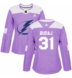 Womens Adidas Tampa Bay Lightning 31 Peter Budaj Authentic Purple Fights Cancer Practice NHL Jersey 