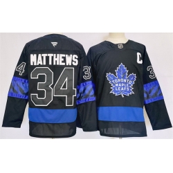 Men Toronto Maple Leafs 34 Auston Matthews Black 2024 25 Stitched Jersey