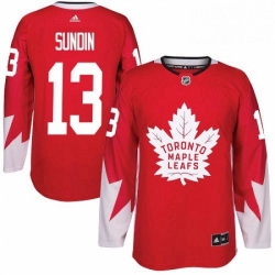 Mens Adidas Toronto Maple Leafs 13 Mats Sundin Authentic Red Alternate NHL Jersey 