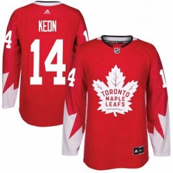 Mens Adidas Toronto Maple Leafs 14 Dave Keon Authentic Red Alternate NHL Jersey 