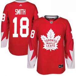 Mens Adidas Toronto Maple Leafs 18 Ben Smith Premier Red Alternate NHL Jersey 