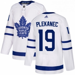 Mens Adidas Toronto Maple Leafs 19 Tomas Plekanec Authentic White Away NHL Jerse