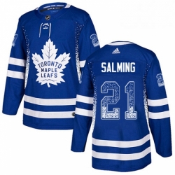 Mens Adidas Toronto Maple Leafs 21 Borje Salming Authentic Blue Drift Fashion NHL Jersey 