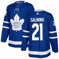 Mens Adidas Toronto Maple Leafs 21 Borje Salming Authentic Royal Blue Home NHL Jersey 