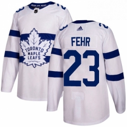 Mens Adidas Toronto Maple Leafs 23 Eric Fehr Authentic White 2018 Stadium Series NHL Jersey 