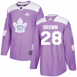 Mens Adidas Toronto Maple Leafs 28 Connor Brown Authentic Purple Fights Cancer Practice NHL Jersey 