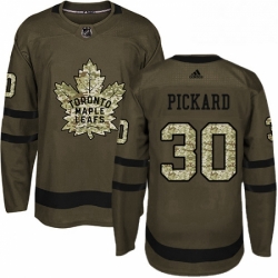 Mens Adidas Toronto Maple Leafs 30 Calvin Pickard Authentic Green Salute to Service NHL Jersey 