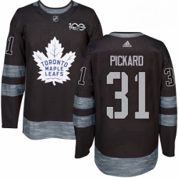 Mens Adidas Toronto Maple Leafs 31 Calvin Pickard Authentic Black 1917 2017 100th Anniversary NHL Jersey 