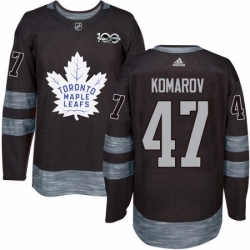 Mens Adidas Toronto Maple Leafs 47 Leo Komarov Authentic Black 1917 2017 100th Anniversary NHL Jersey 