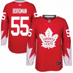 Mens Adidas Toronto Maple Leafs 55 Andreas Borgman Authentic Red Alternate NHL Jersey 