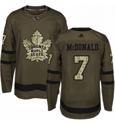 Mens Adidas Toronto Maple Leafs 7 Lanny McDonald Authentic Green Salute to Service NHL Jersey 