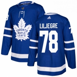 Mens Adidas Toronto Maple Leafs 78 Timothy Liljegren Authentic Royal Blue Home NHL Jersey 