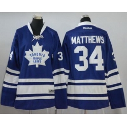 Maple Leafs #34 Auston Matthews Blue Womens Alternate Stitched NHL Jersey