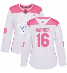 Womens Adidas Toronto Maple Leafs 16 Mitchell Marner Authentic WhitePink Fashion NHL Jersey 