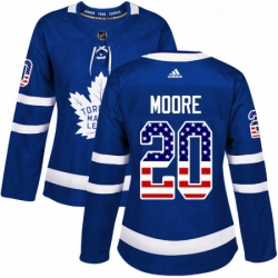 Womens Adidas Toronto Maple Leafs 20 Dominic Moore Authentic Royal Blue USA Flag Fashion NHL Jersey 