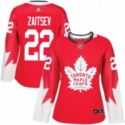 Womens Adidas Toronto Maple Leafs 22 Nikita Zaitsev Authentic Red Alternate NHL Jersey 