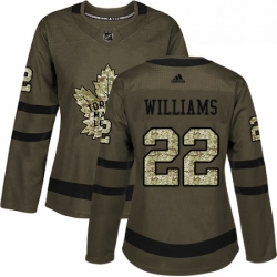 Womens Adidas Toronto Maple Leafs 22 Tiger Williams Authentic Green Salute to Service NHL Jersey 